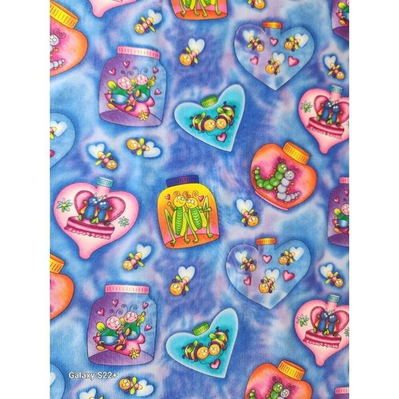 HI Fashion Fabrics Bug Jar & Hearts Cotton Blend Fabric 45" x 36"- 1 yard - Picture 1 of 10